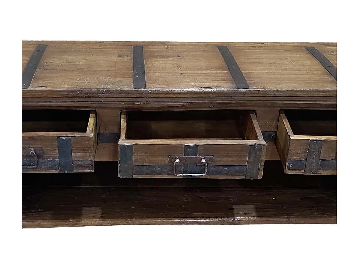 Mobile basso artigianale in legno 165-175x45x57h cm
