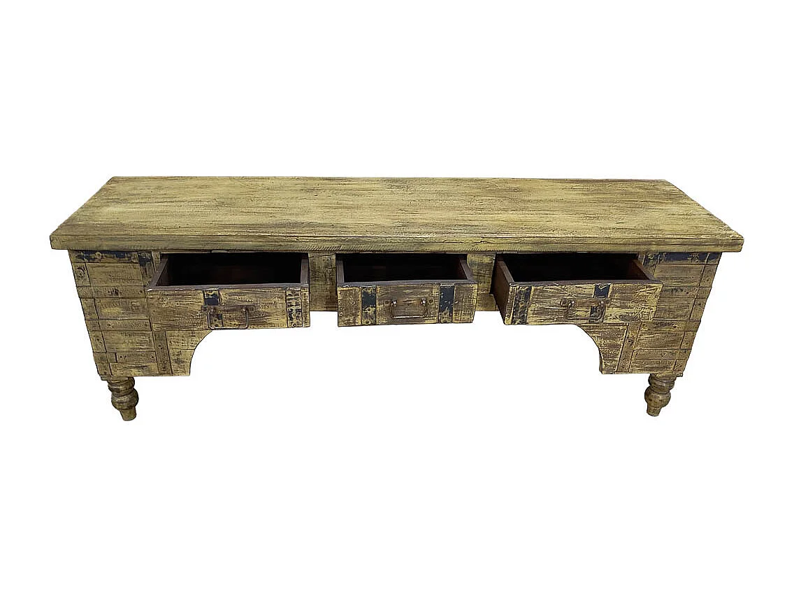 Meuble bas en bois, fabriqué artisanalement, 165-175x45x57 cm