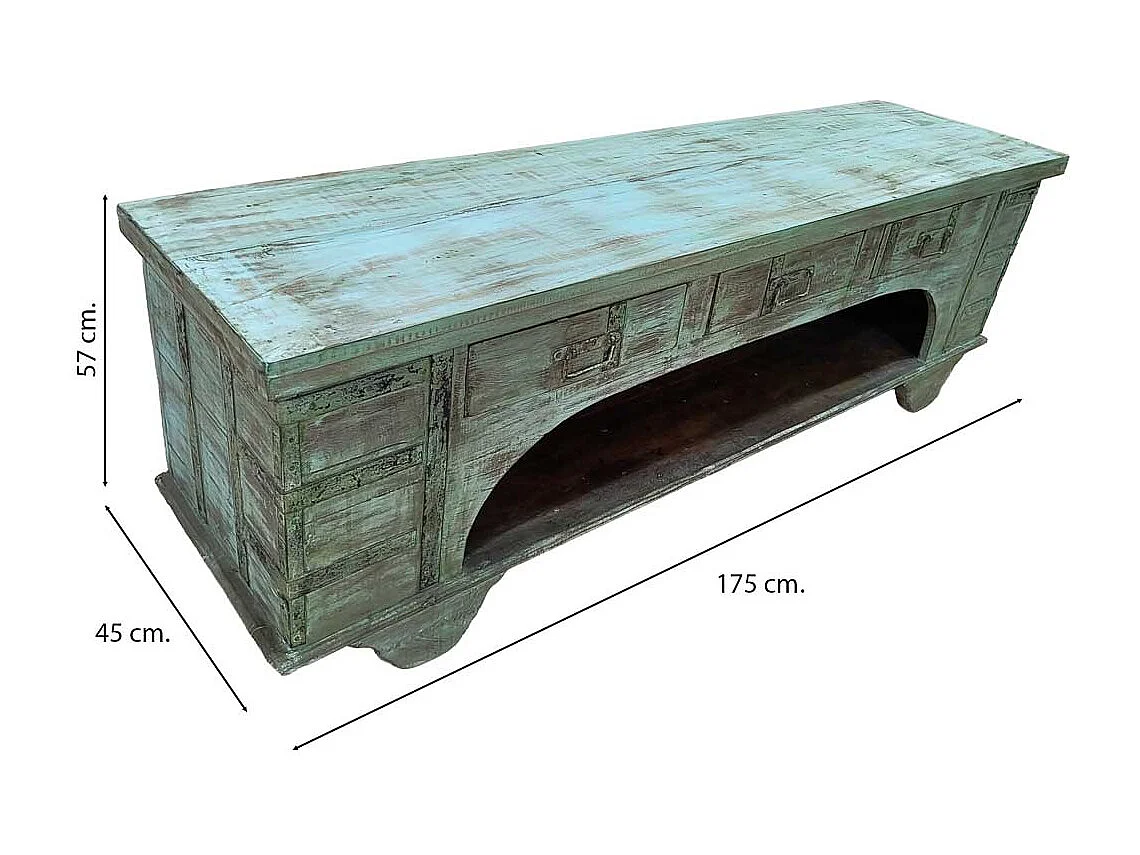 Mueble bajo de madera artesanal 165-175x45x57h cm