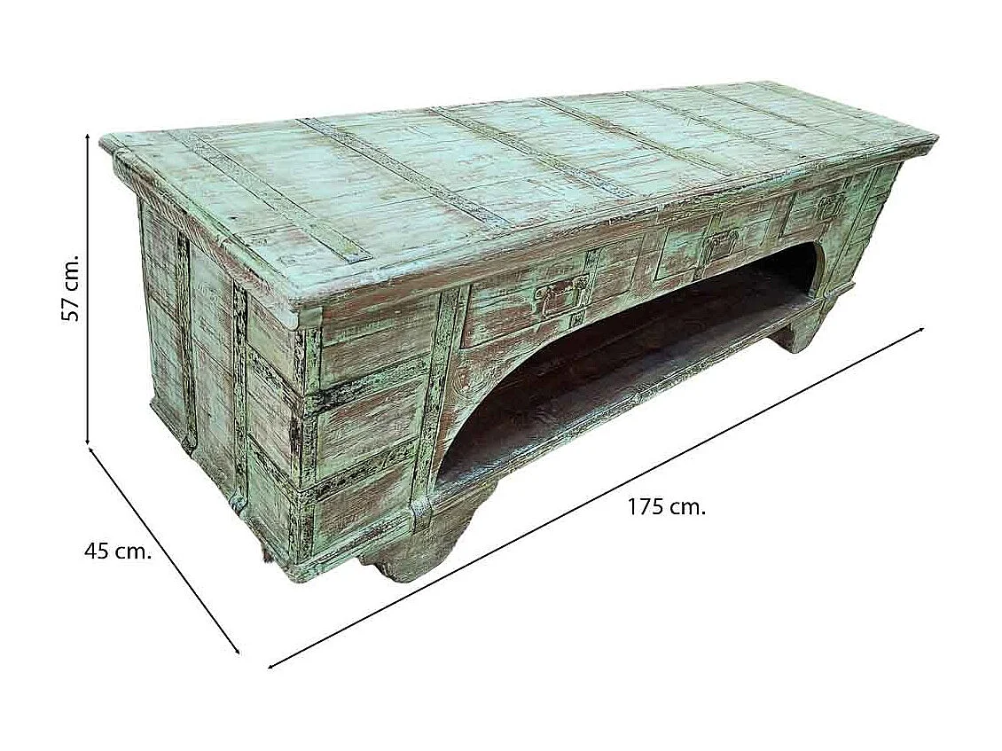 Mueble bajo de madera artesanal 165-175x45x57h cm