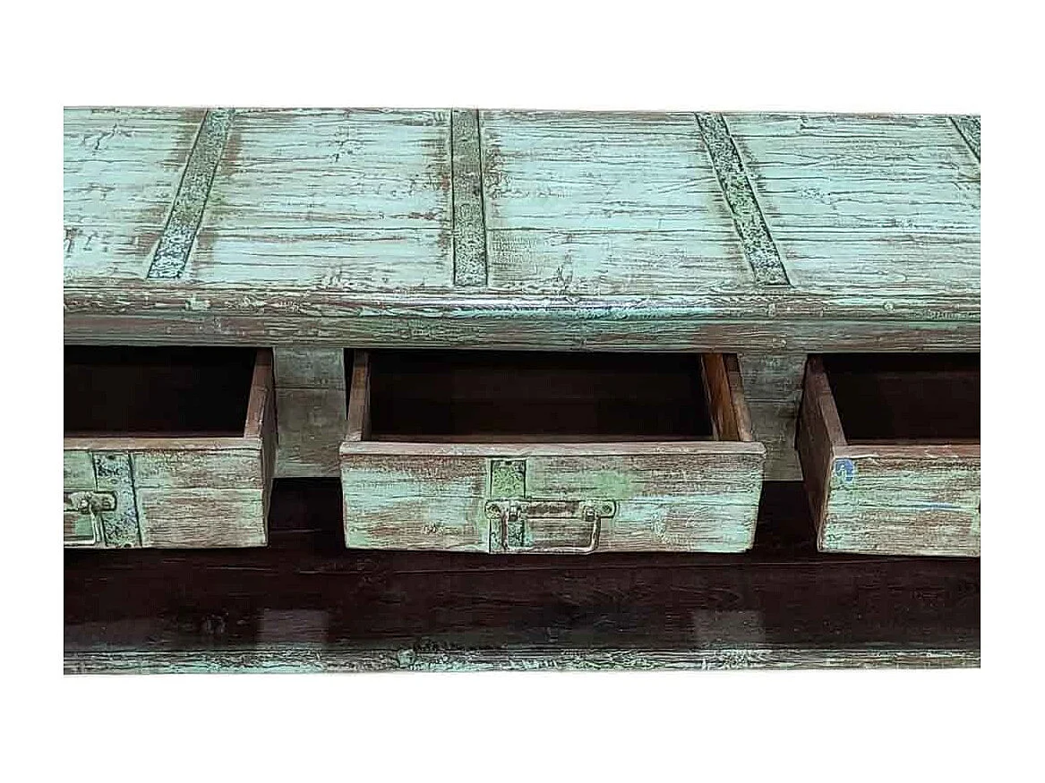 Mueble bajo de madera artesanal 165-175x45x57h cm