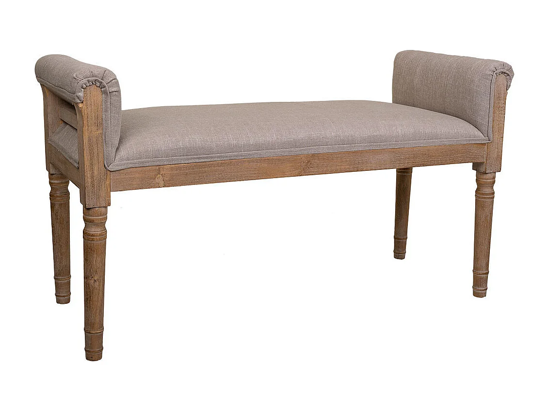Grau gepolsterte Holzbank 108x41x46/59h cm