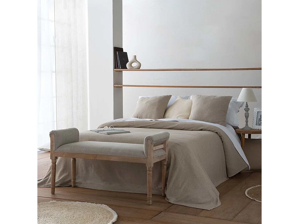 Grau gepolsterte Holzbank 108x41x46/59h cm