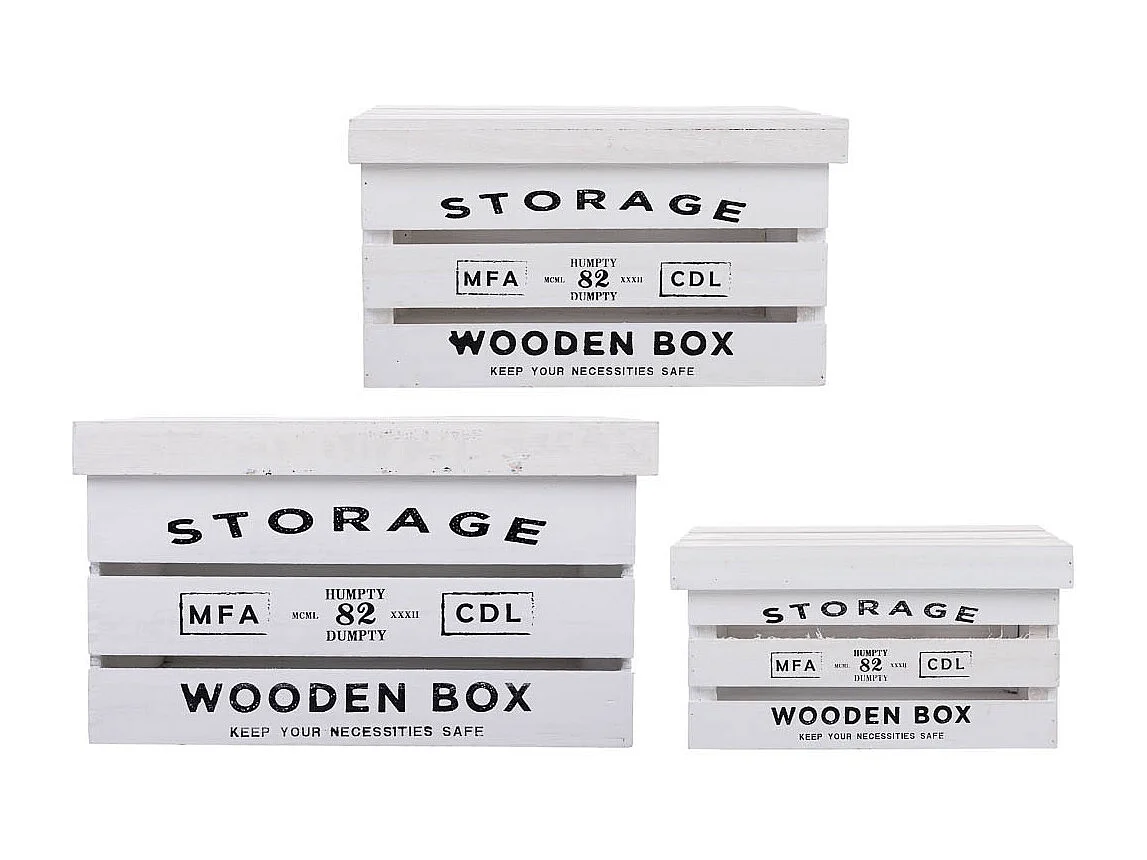Coffrets en bois imprimés lot de 3 pièces