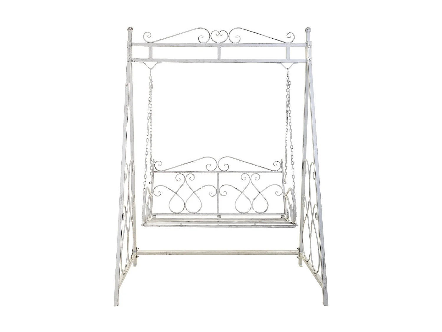 Balançoire en fer forgé blanc 161x90x214