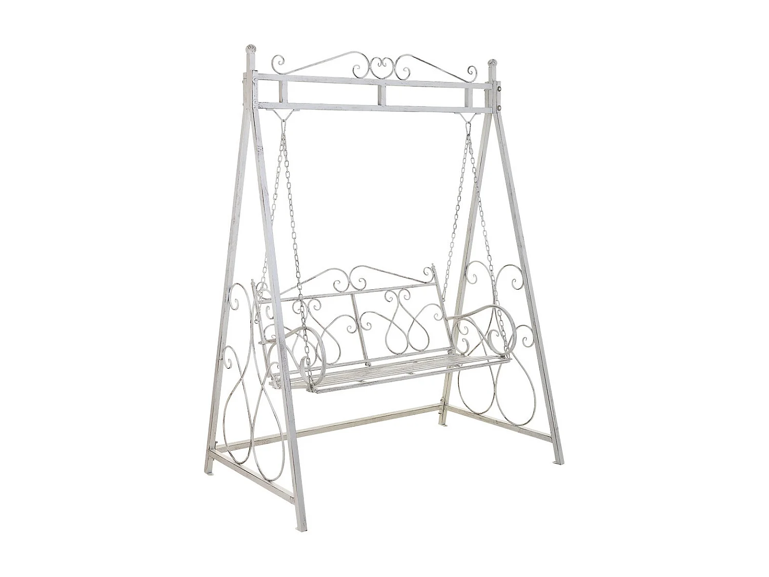 Balançoire en fer forgé blanc 161x90x214