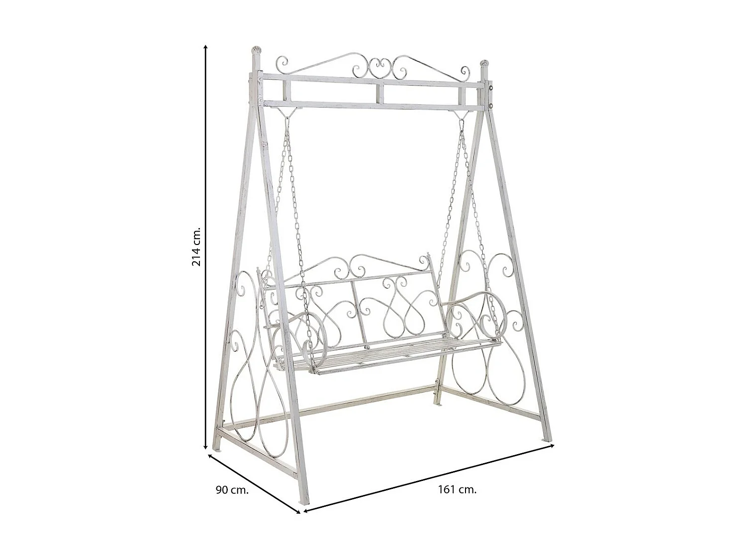Balançoire en fer forgé blanc 161x90x214