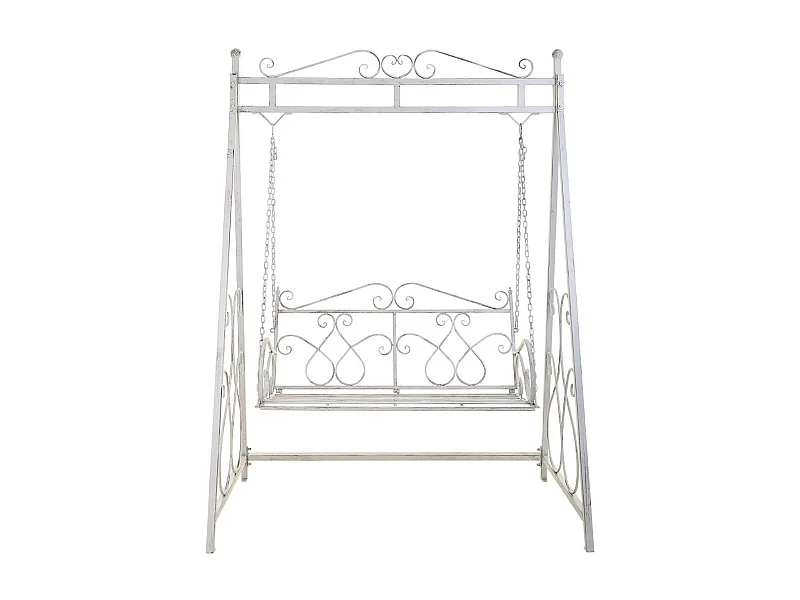 Balançoire en fer forgé blanc 161x90x214