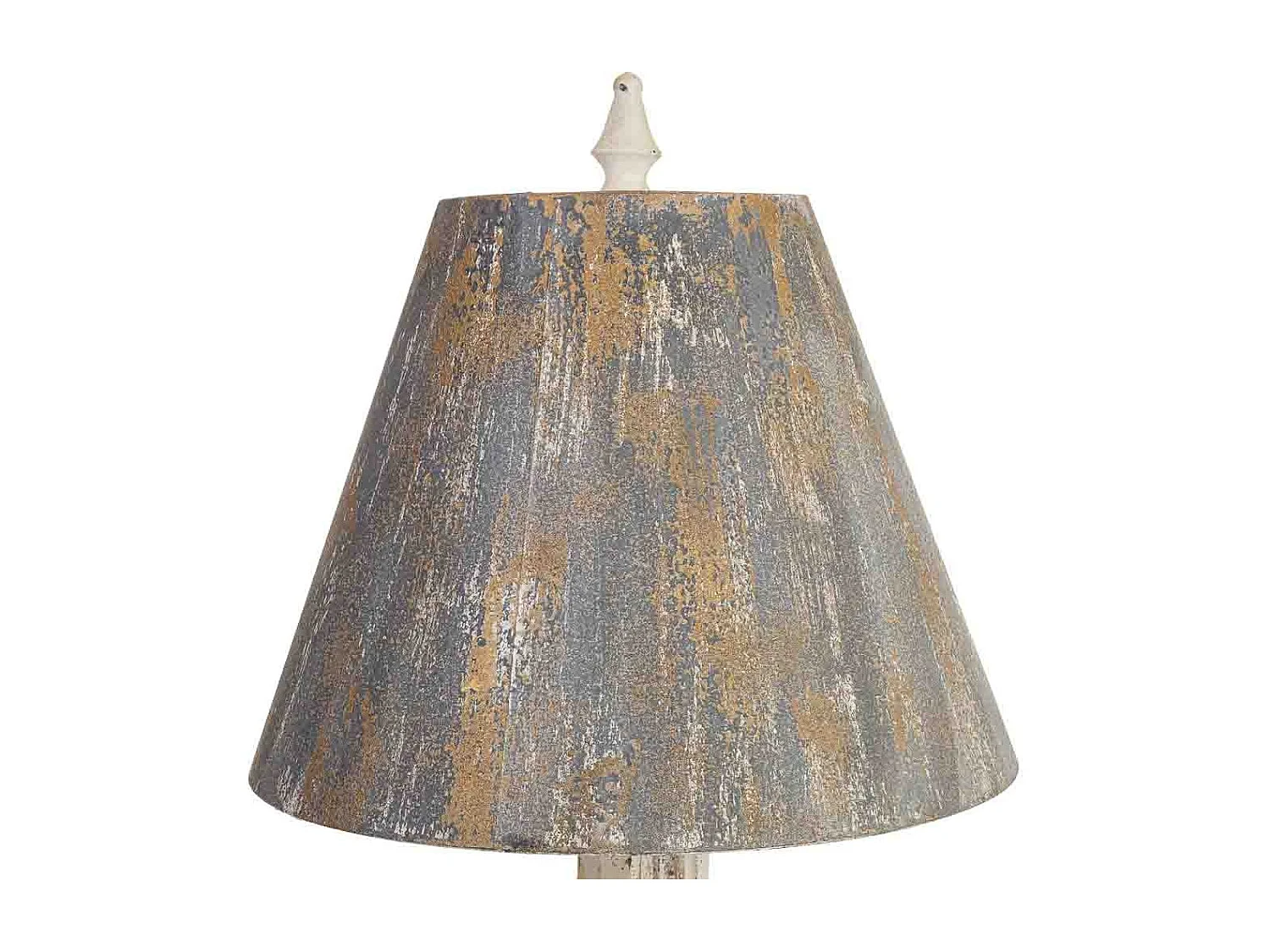 Lâmpada de mesa de madeira e metal com acabamento envelhecido