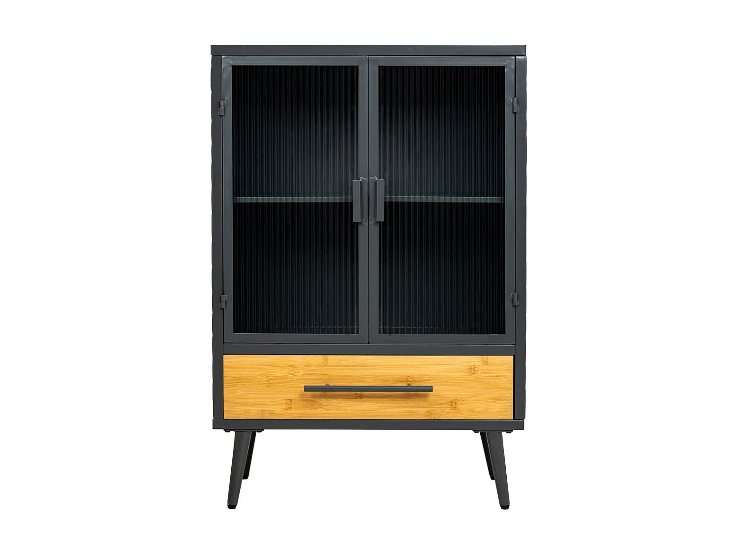 Vitrinenbausatz aus Metall, Holz und Glas, schwarz, 61x32x90,5h cm