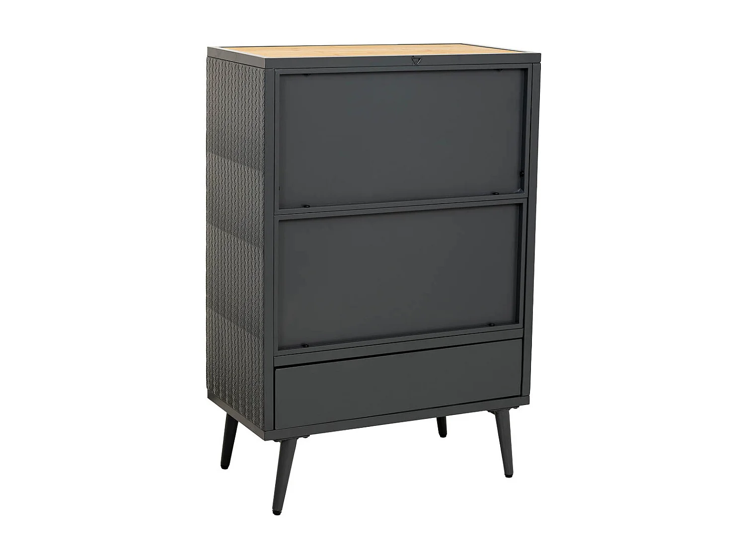 Vitrinenbausatz aus Metall, Holz und Glas, schwarz, 61x32x90,5h cm