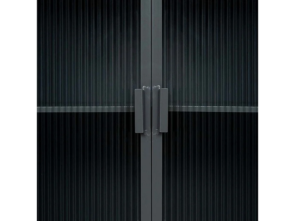Vitrine en métal, bois et verre, 1 tiroir, noir, 61x32x90,5h cm