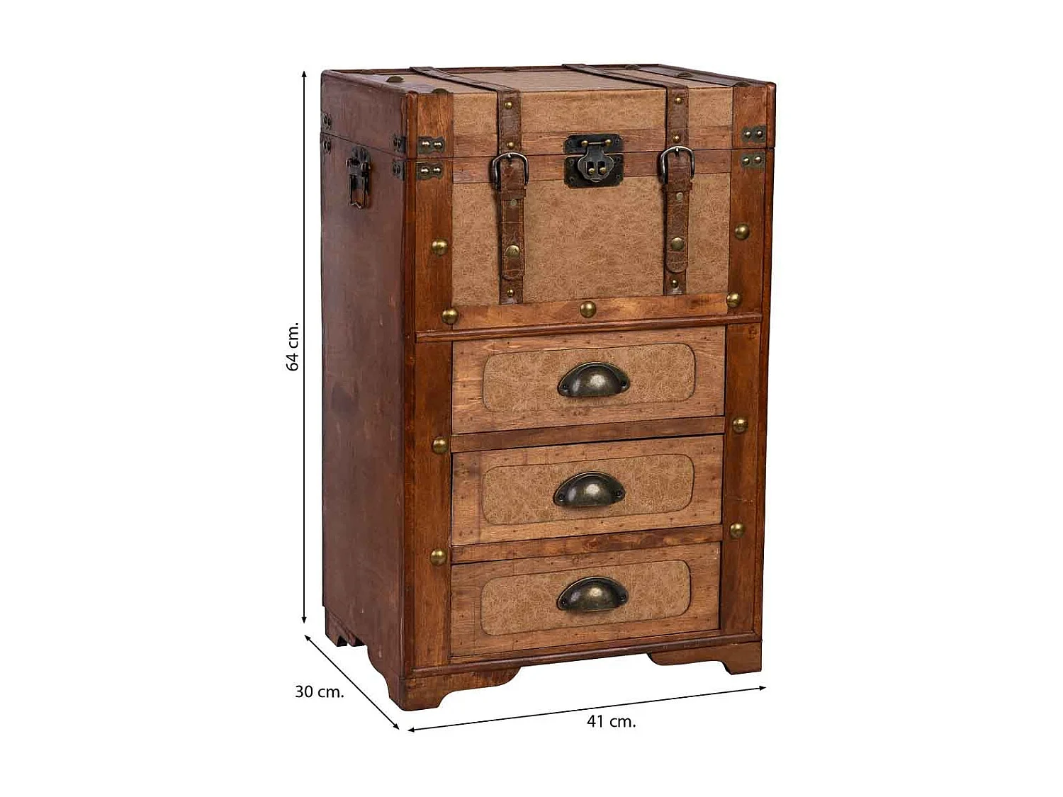 Coffre en bois marron 41x30x64