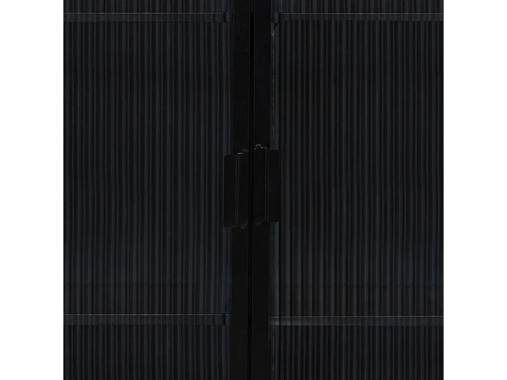 Vitrina de metal, madera y vidrio 2 puertas, negro72x36x113h cm