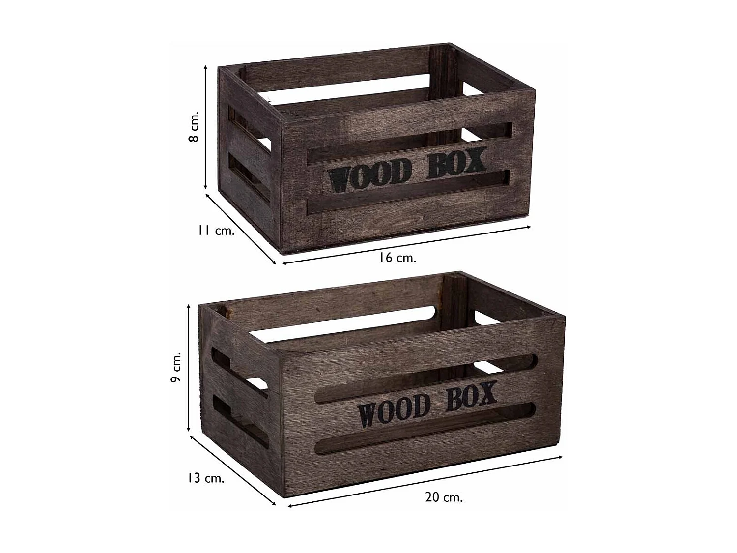 Lot de 2 tiroirs en bois marron 20x13x09-16x11x08h cm