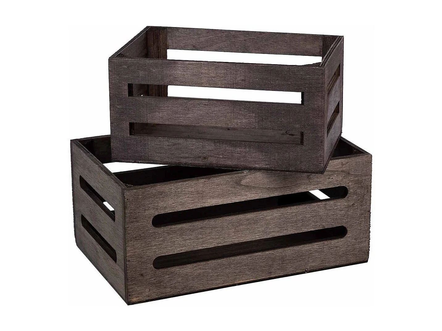 Lot de 2 tiroirs en bois marron 20x13x09-16x11x08h cm