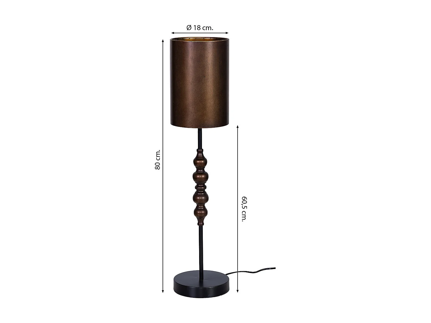 Lampadaire en métal 18x18x60,5/80h cm