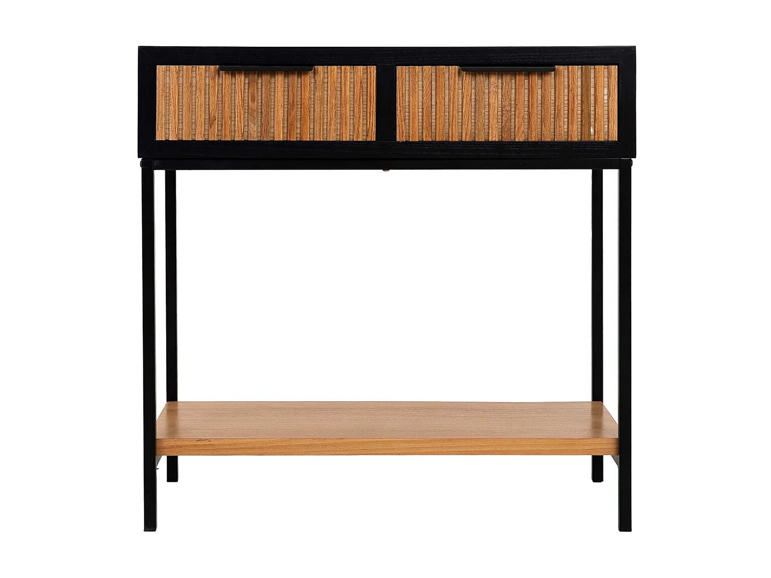 Meuble d'entrée avec 2 tiroirs, bois et métal, 80x42x79h cm