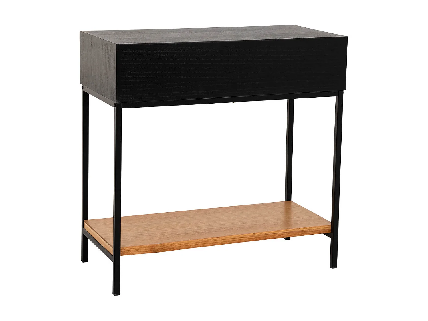 Meuble d'entrée avec 2 tiroirs, bois et métal, 80x42x79h cm