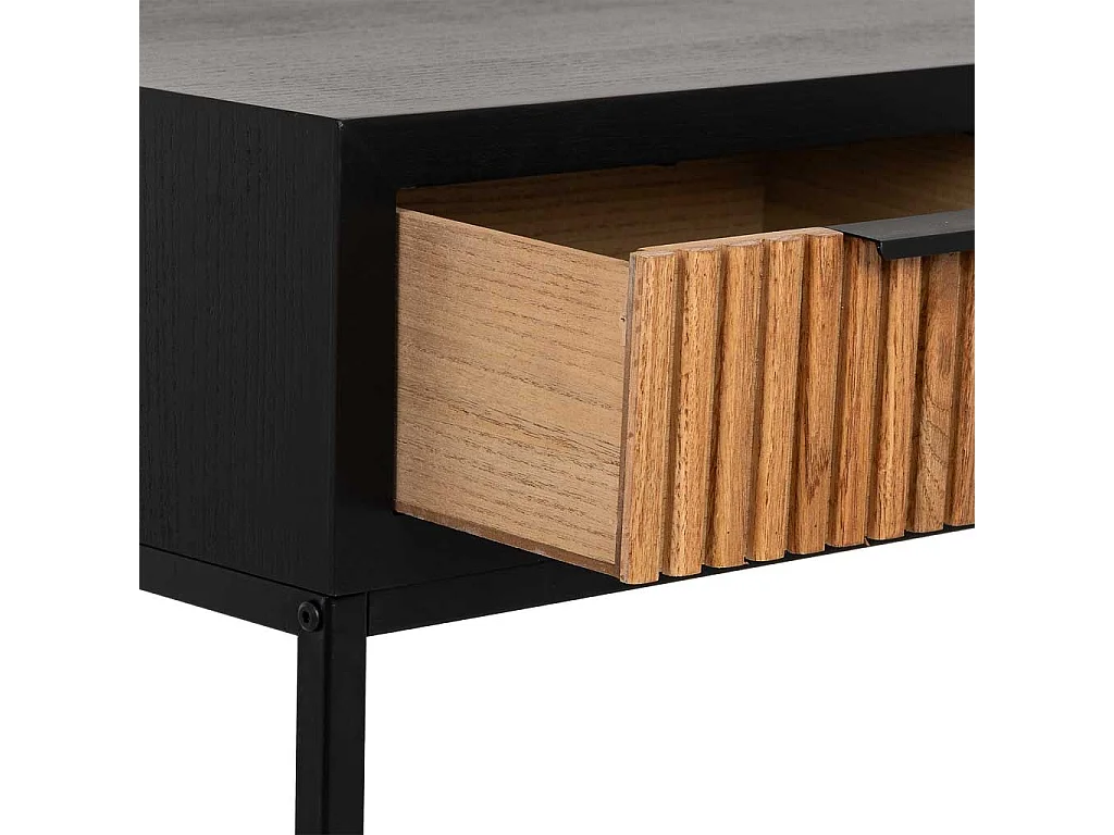 Meuble d'entrée avec 2 tiroirs, bois et métal, 80x42x79h cm