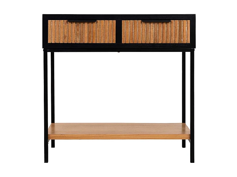 Meuble d'entrée avec 2 tiroirs, bois et métal, 80x42x79h cm