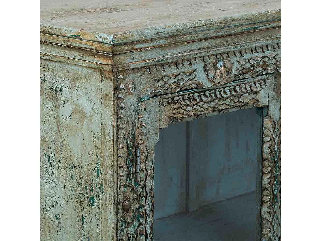 Buffet en bois vert fait main, 180x43x100h cm