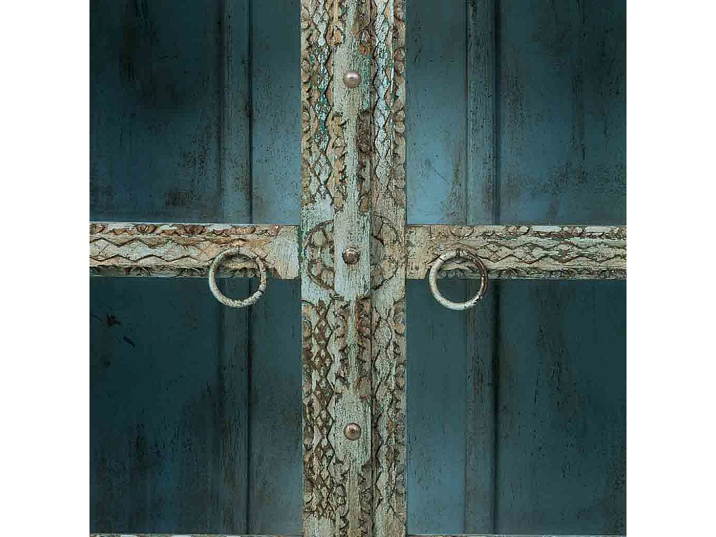 Buffet en bois vert fait main, 180x43x100h cm