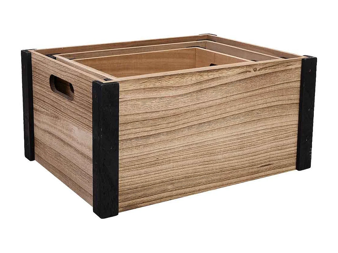 Bedruckte Holzschubladen 3er Set 36x26x18h-31x21x16h-26x16x14h cm