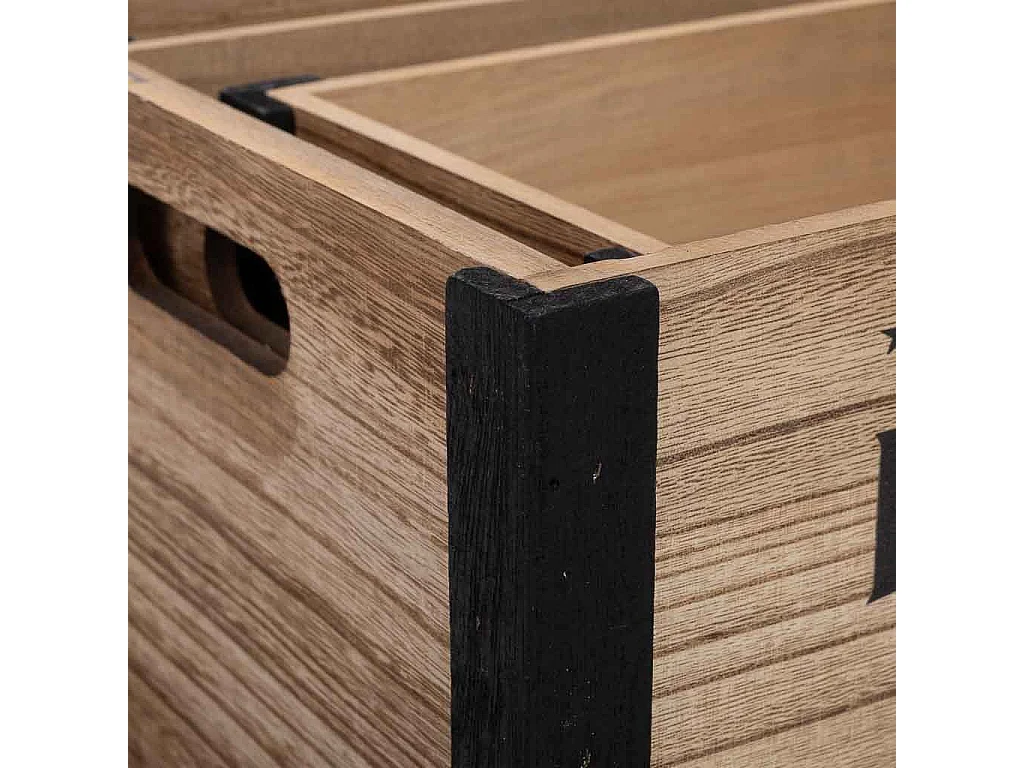 Bedruckte Holzschubladen 3er Set 36x26x18h-31x21x16h-26x16x14h cm