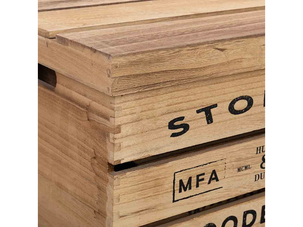 Bedruckte Holzkisten 3er Set 42x31x24h-36x25x20h-30x19x16h cm