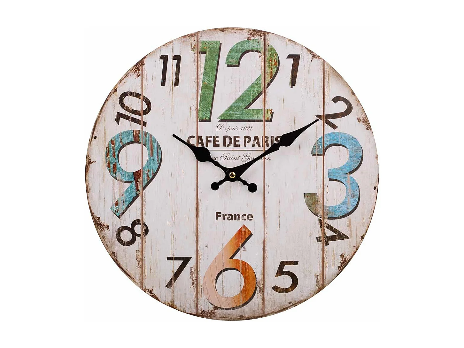 Reloj de pared de madera blanco 34x34x2cm