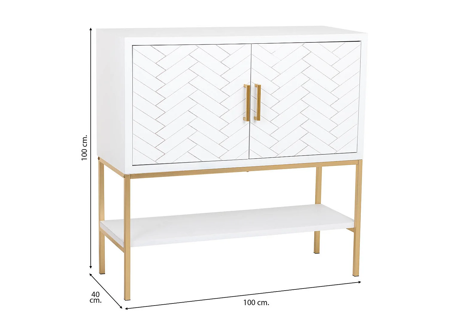 Buffet 2 portes bois et métal 100x40x100h cm