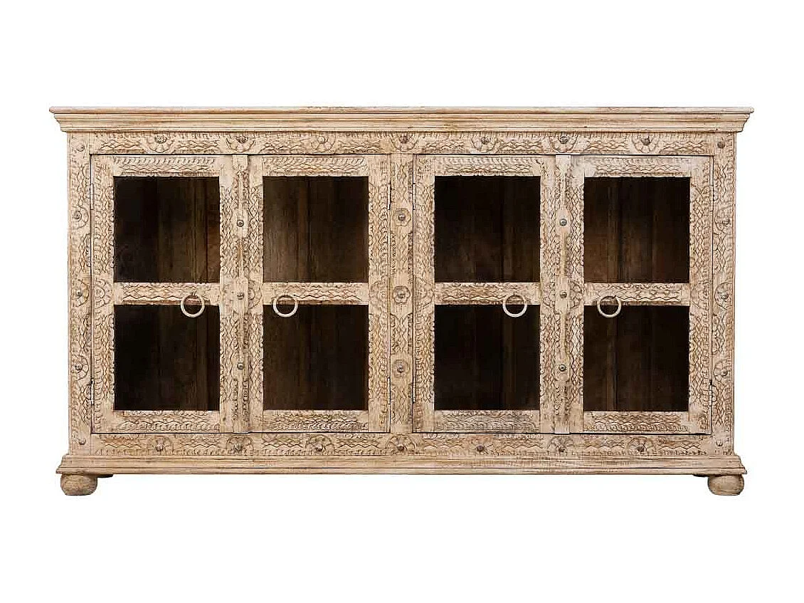 Buffet en bois beige fait main, 180x43x100h cm
