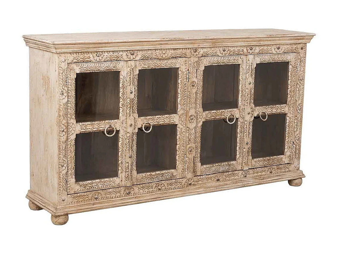 Buffet en bois beige fait main, 180x43x100h cm