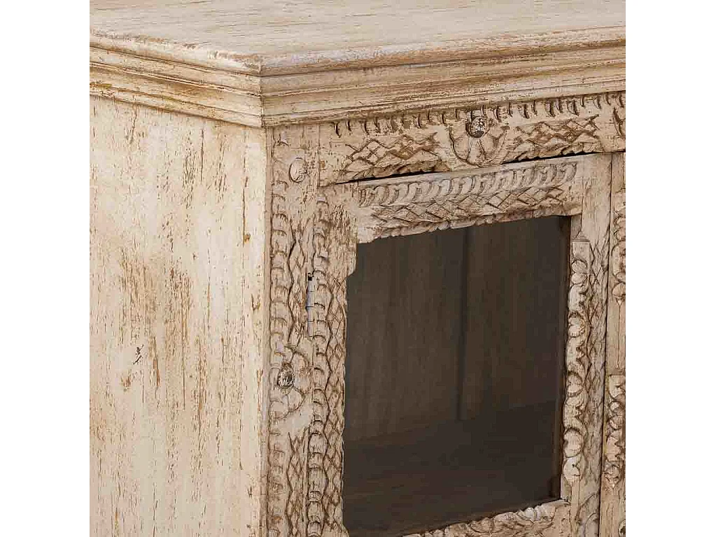 Buffet en bois beige fait main, 180x43x100h cm