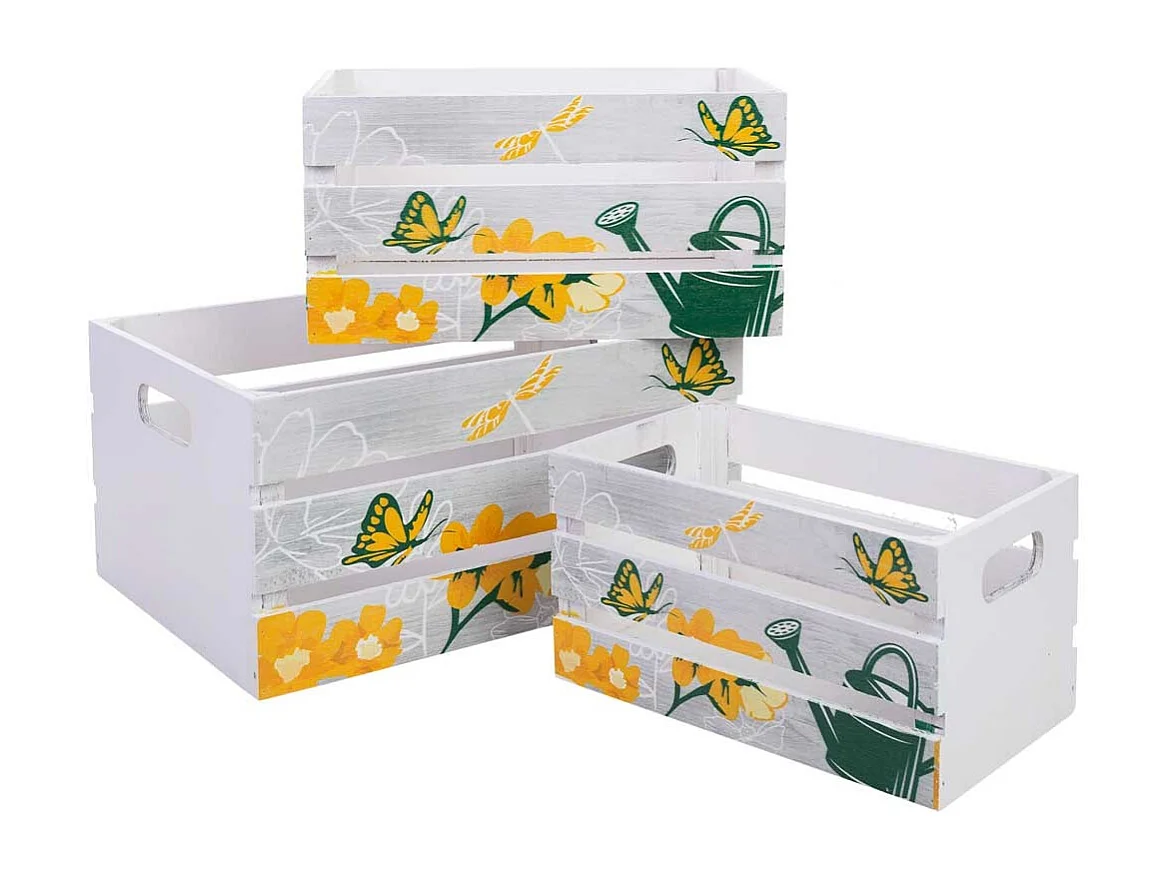 Cajones de madera impresos set 3 pzas 36x26x18h-31x21x16h-26x16x14h cm