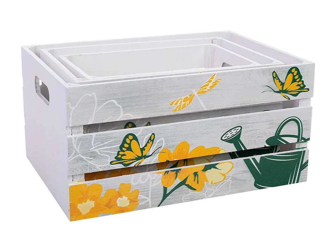 Cajones de madera impresos set 3 pzas 36x26x18h-31x21x16h-26x16x14h cm