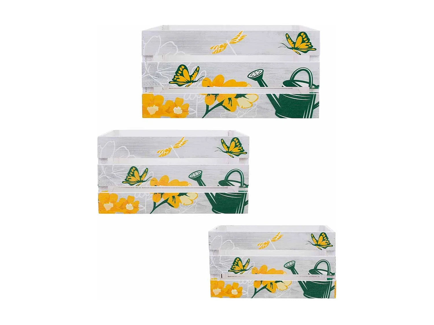 Bedruckte Holzschubladen 3er Set 36x26x18h-31x21x16h-26x16x14h cm