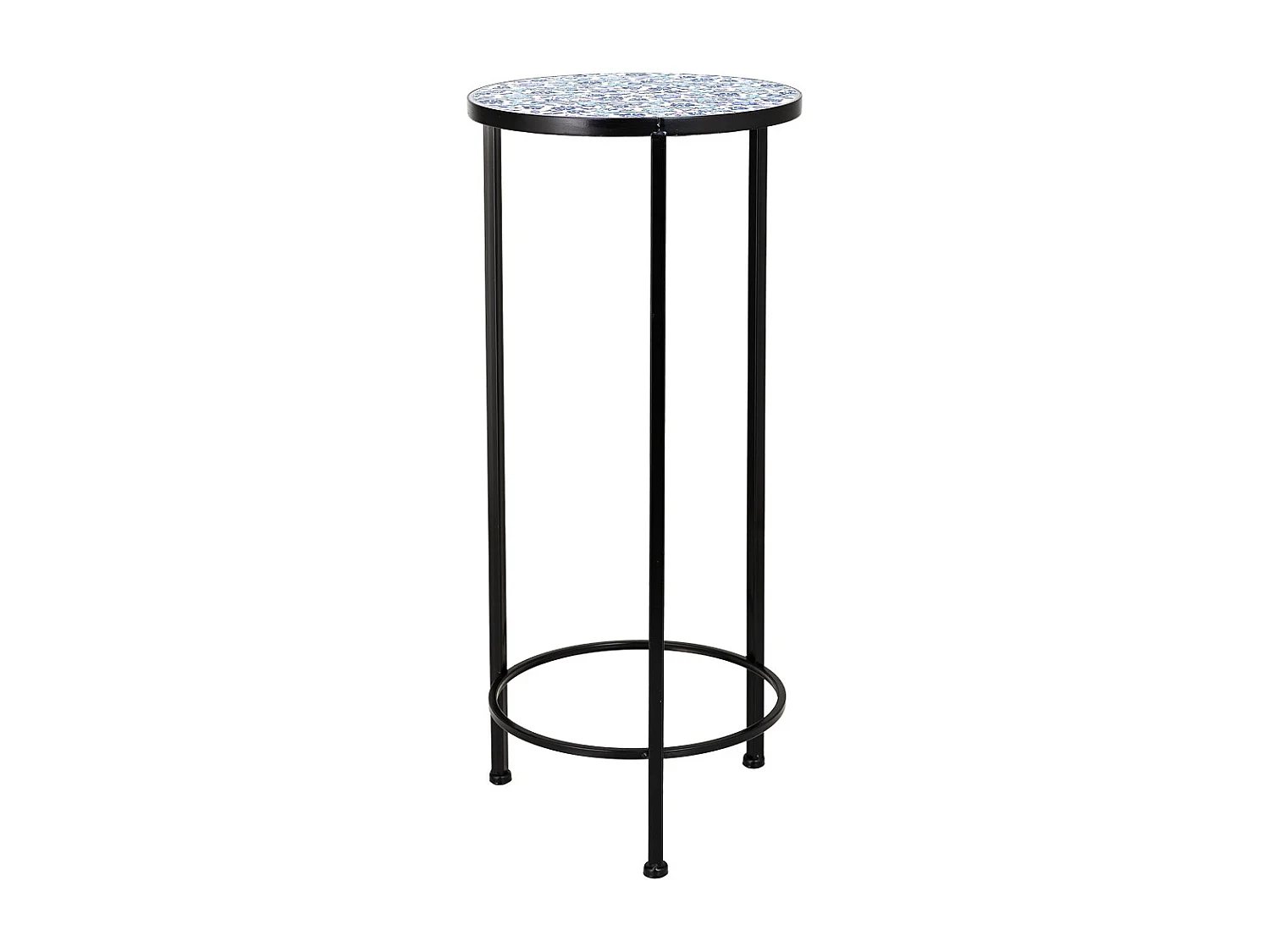 Soportes set 3 pzas de mosaico y forja negro D30x68h-D25x57h-D20x51h cm