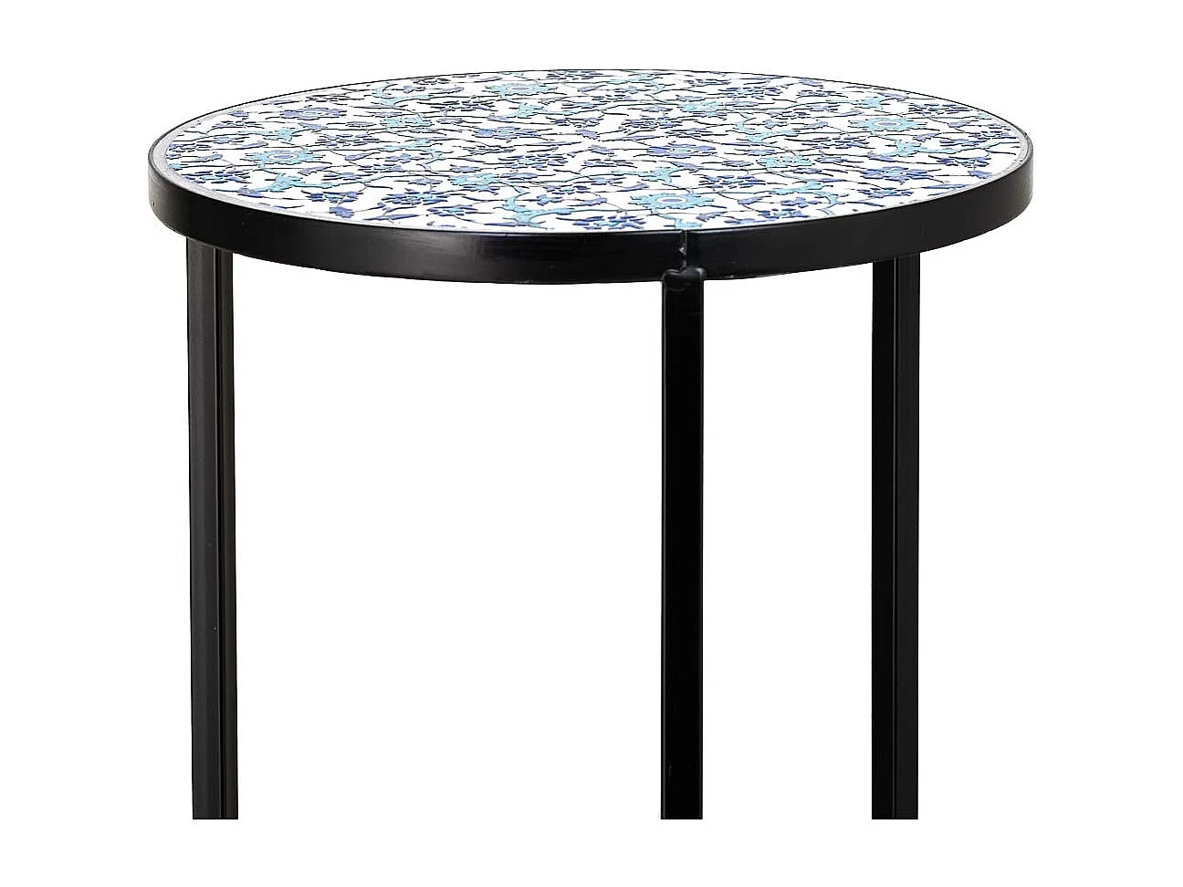 Satz mit 3 schwarzen Mosaik- und Schmiedeeisenhalterungen D30x68h-D25x