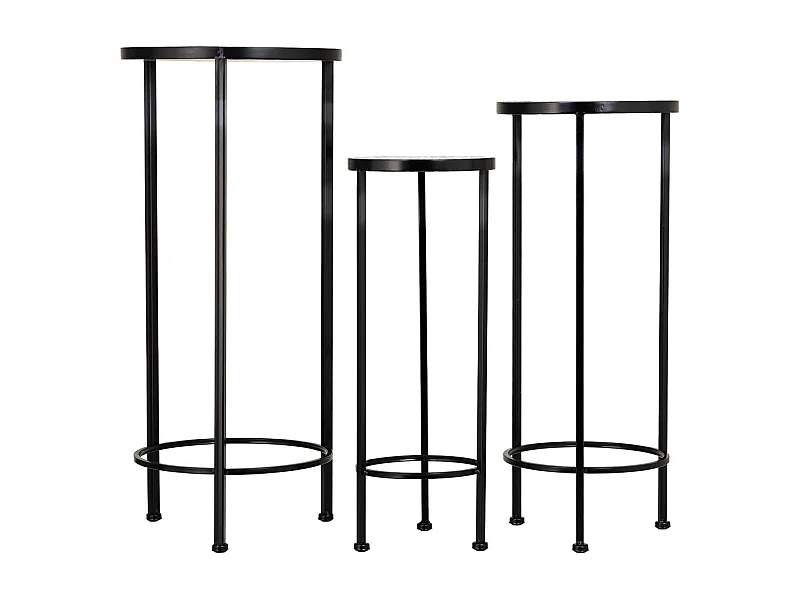 Soportes set 3 pzas de mosaico y forja negro D30x68h-D25x57h-D20x51h cm
