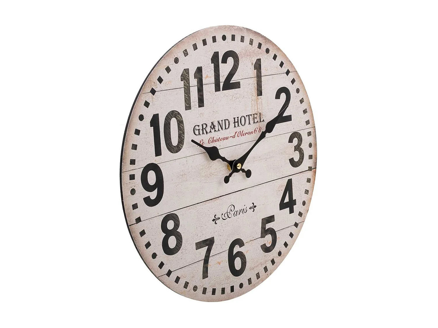 Weiße Wanduhr aus Holz D34x2h cm