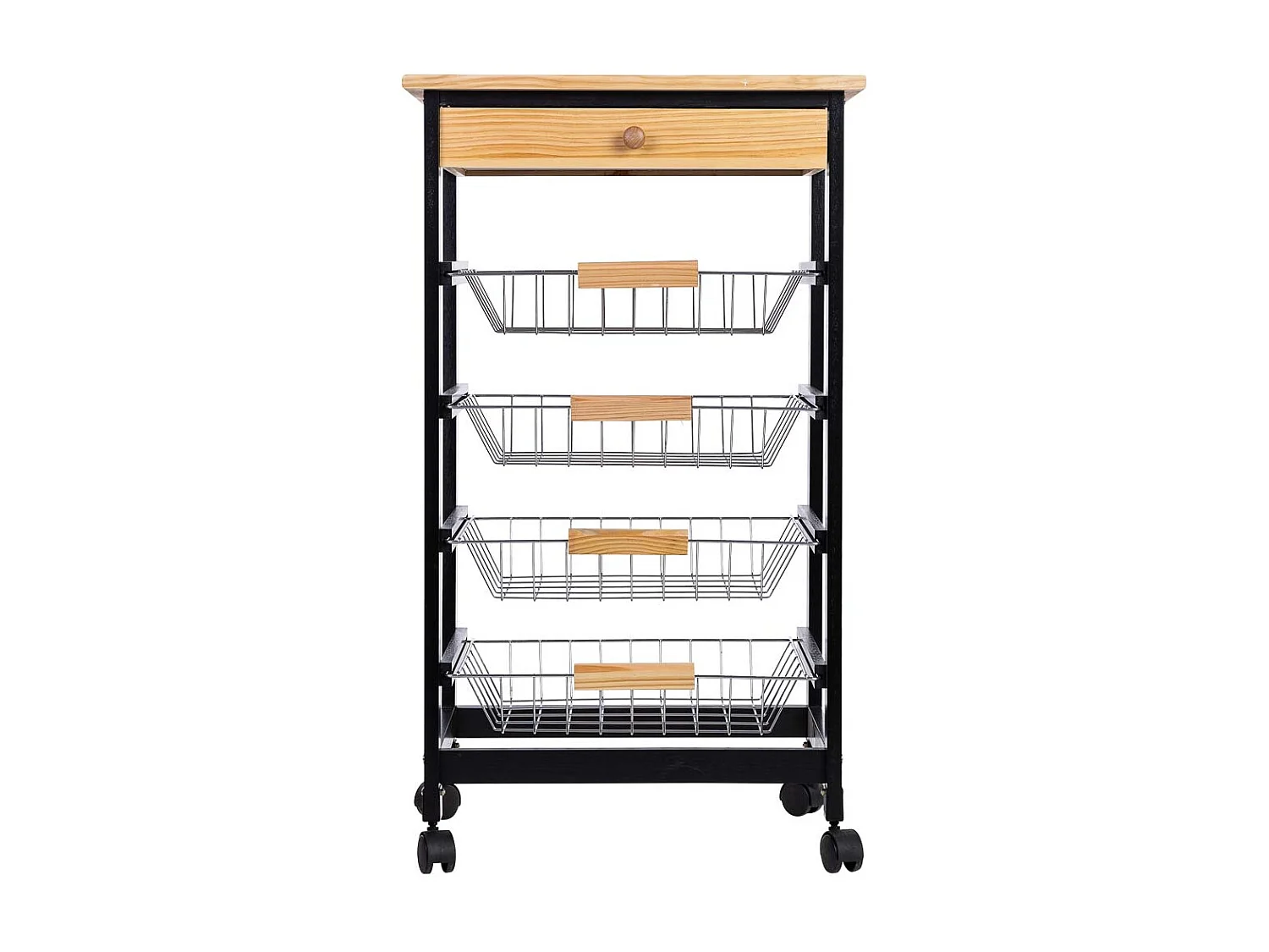 Carro de cocina de madera 47x37x82h cm negro