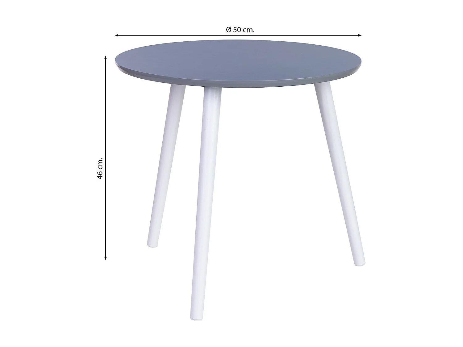 Mesa auxiliar de madera 3 patas negra 50x50x46h cm