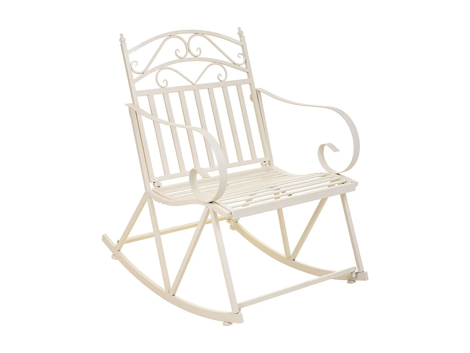 Weißer Schaukelstuhl aus Schmiedeeisen 55x45x91h cm