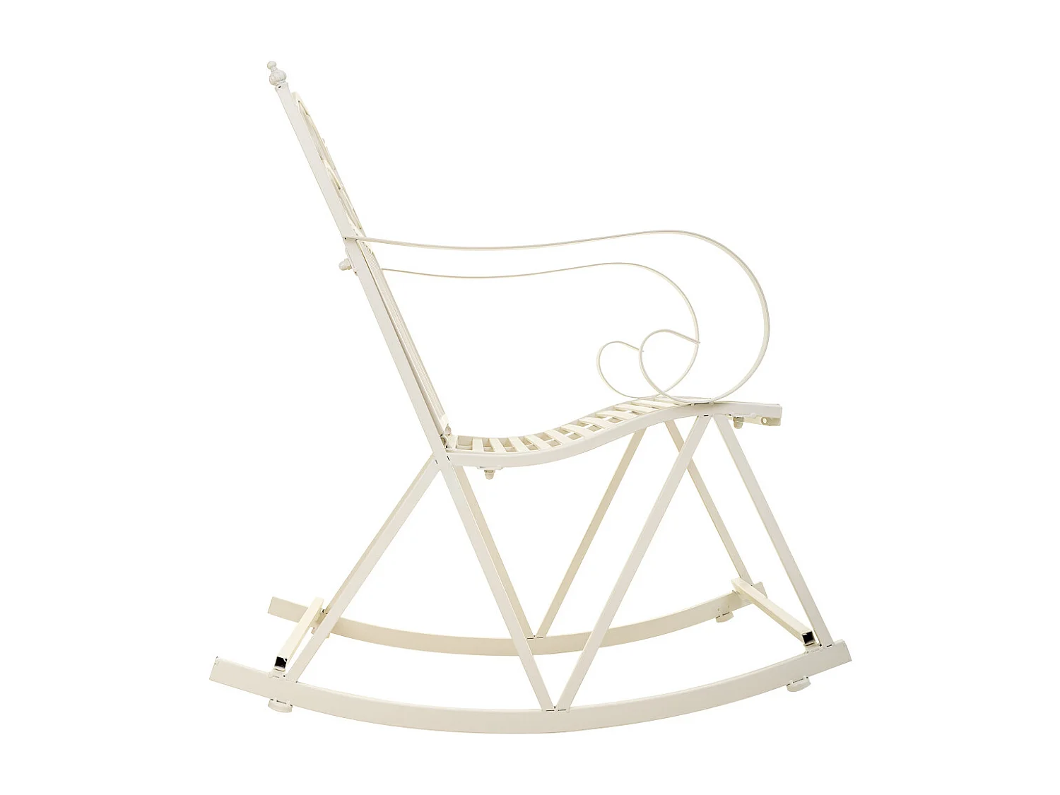 Weißer Schaukelstuhl aus Schmiedeeisen 55x45x91h cm