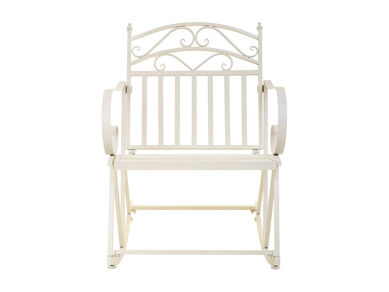 Chaise à bascule en fer forgé blanc 55x45x91h cm
