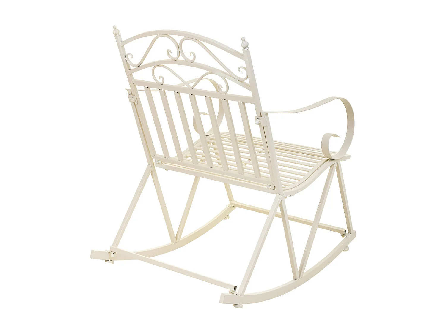 Chaise à bascule en fer forgé blanc 55x45x91h cm