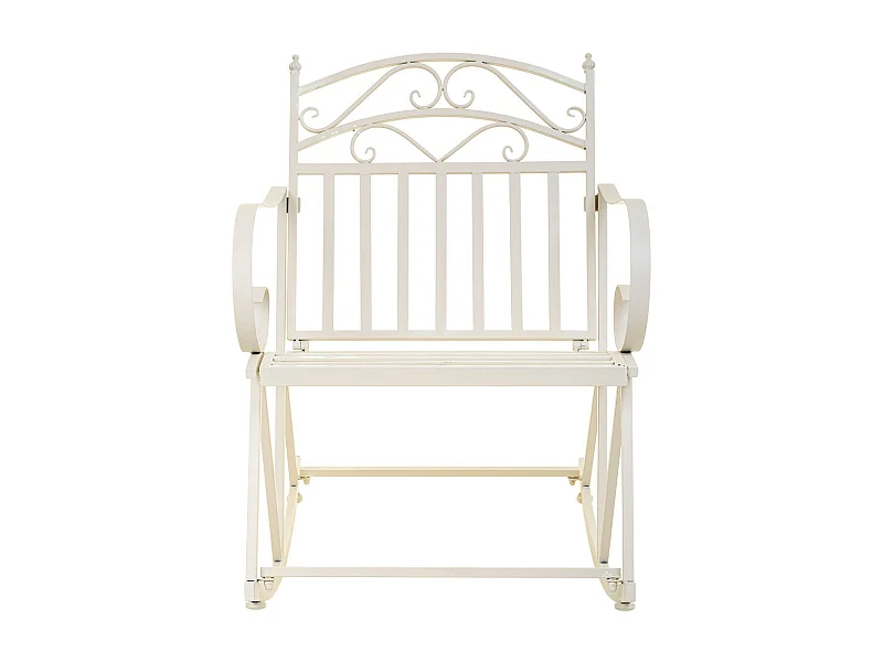 Weißer Schaukelstuhl aus Schmiedeeisen 55x45x91h cm
