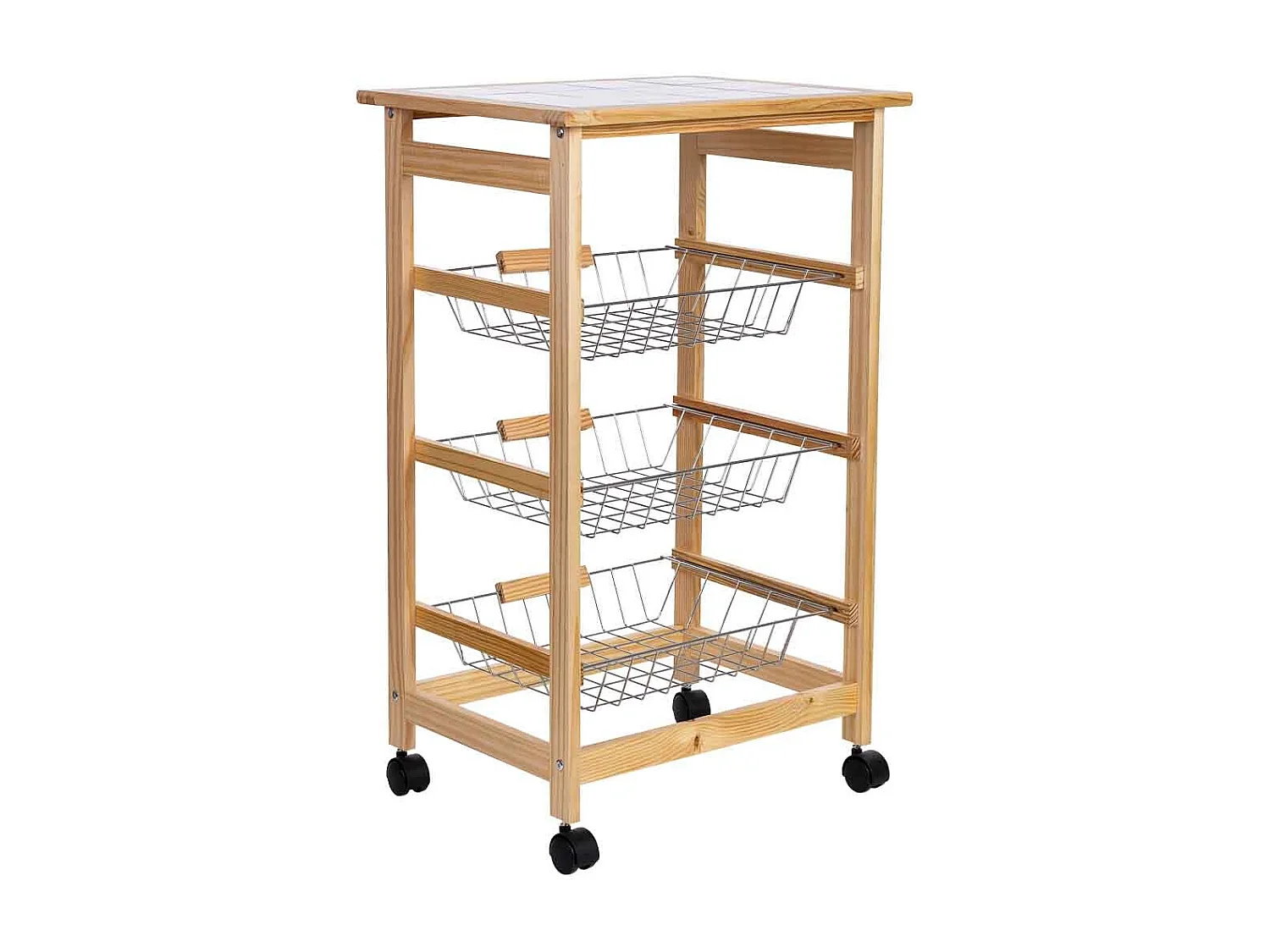 Chariot de cuisine en bois 47x37x79h cm